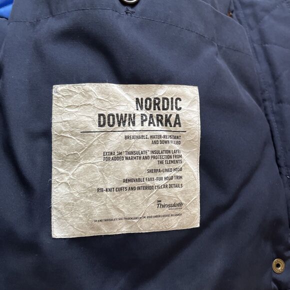 J.Crew Nordic Down Parka Women Small Navy Sherpa Hood Faux Fur Trim Preppy Heavy - Picture 9 of 11